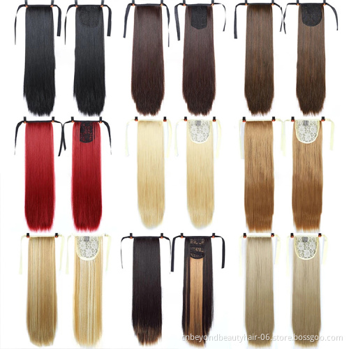 16inch 20inch 24inch Private Label Long Straight Synthetic Ribbon Natural Hair ponytail for Women